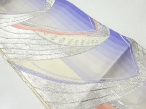 アンティーク　縞に蝶模様織出し袋帯（材料）